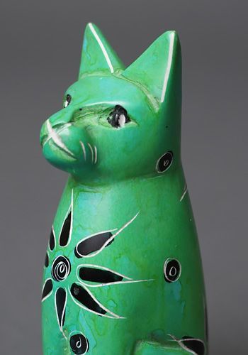 アフリカ ケニア ソープストーン 猫さん No.16 オブジェ 置物 石細工