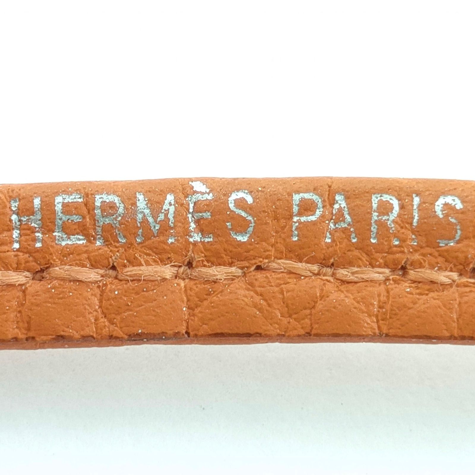 HERMES エルメス 犬笛 ドッグホイッスル シルバー金具 オレンジ レザー