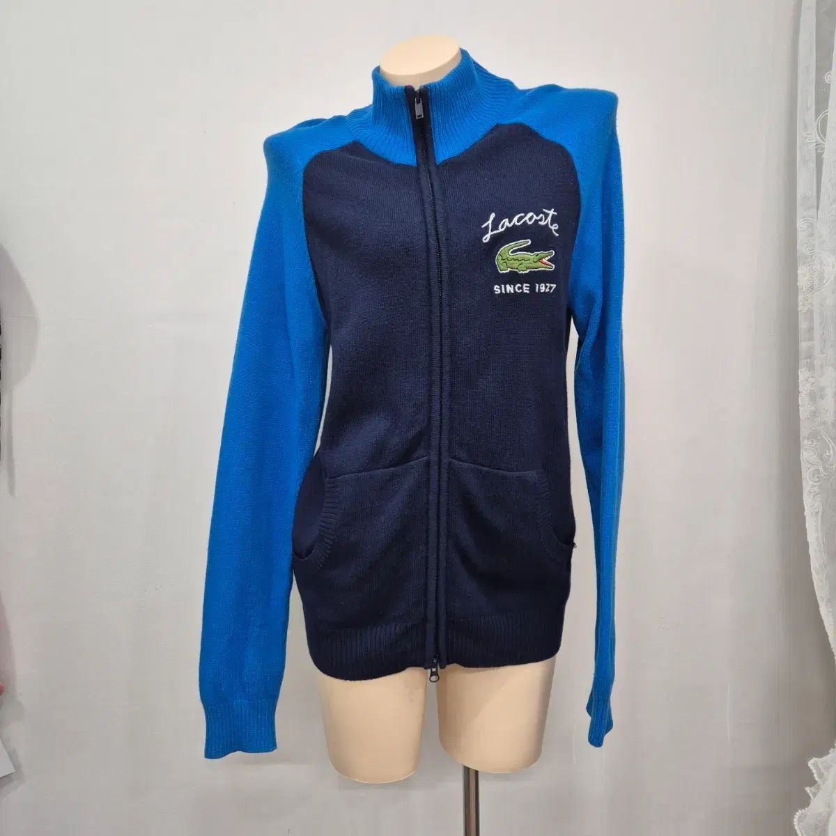 LACOSTE ラコステ ツートン ニット ジップアップ カーディガン