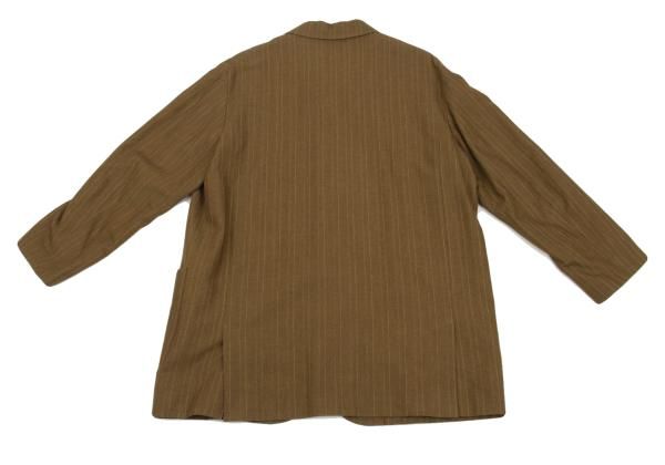 ジジリgigli ウールレーヨンストライプジャケット カーキ他38(M