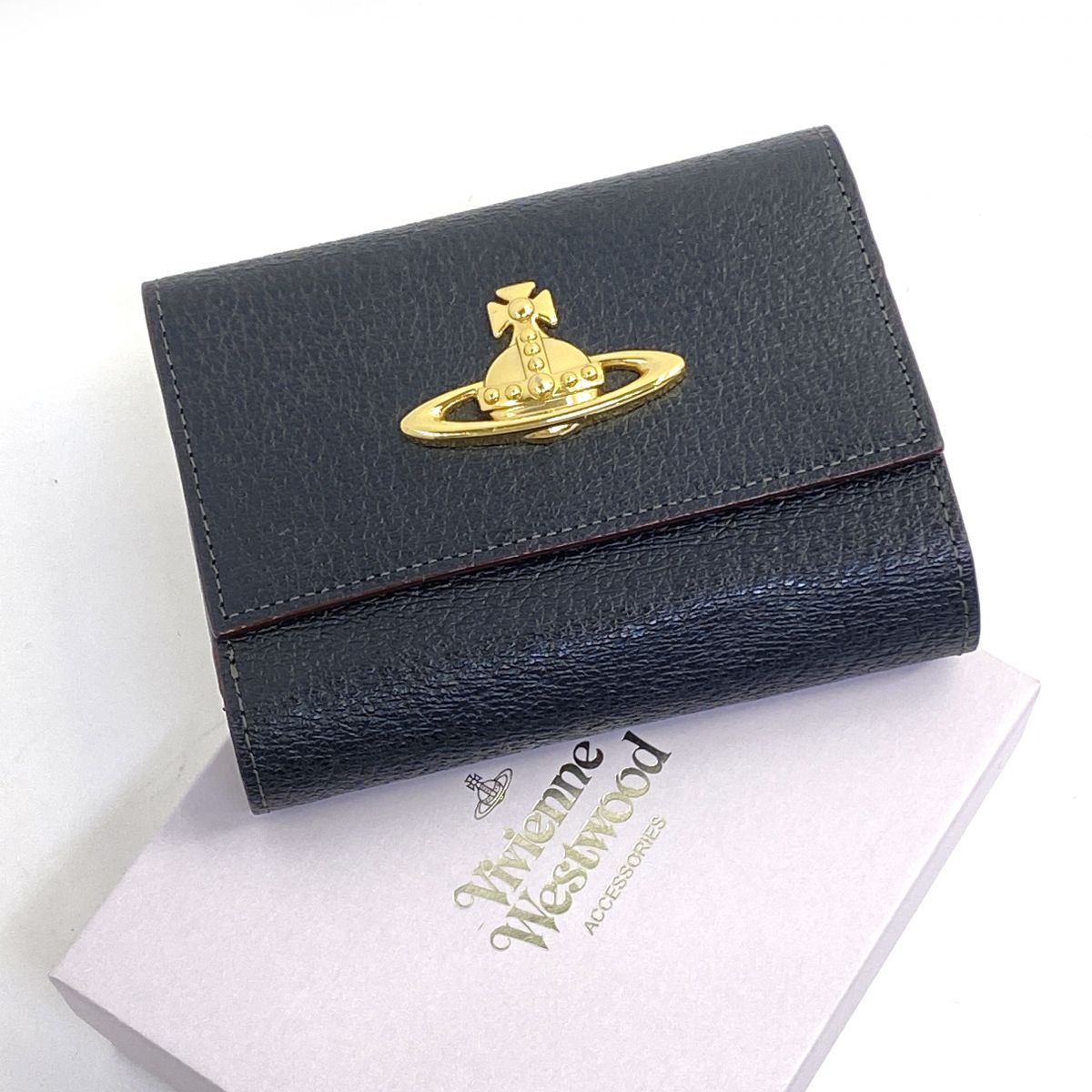 Vivienne Westwood がま口三つ折り財布 黒 ヴィヴィアンウエストウッド 