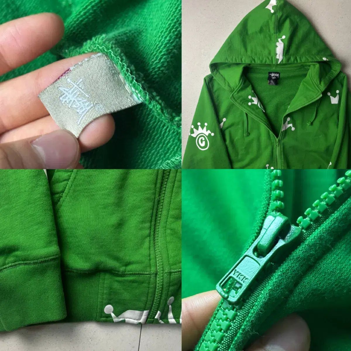 stussy STUSSY グリーン クラウン ジップアップ ステューシー ジップ 