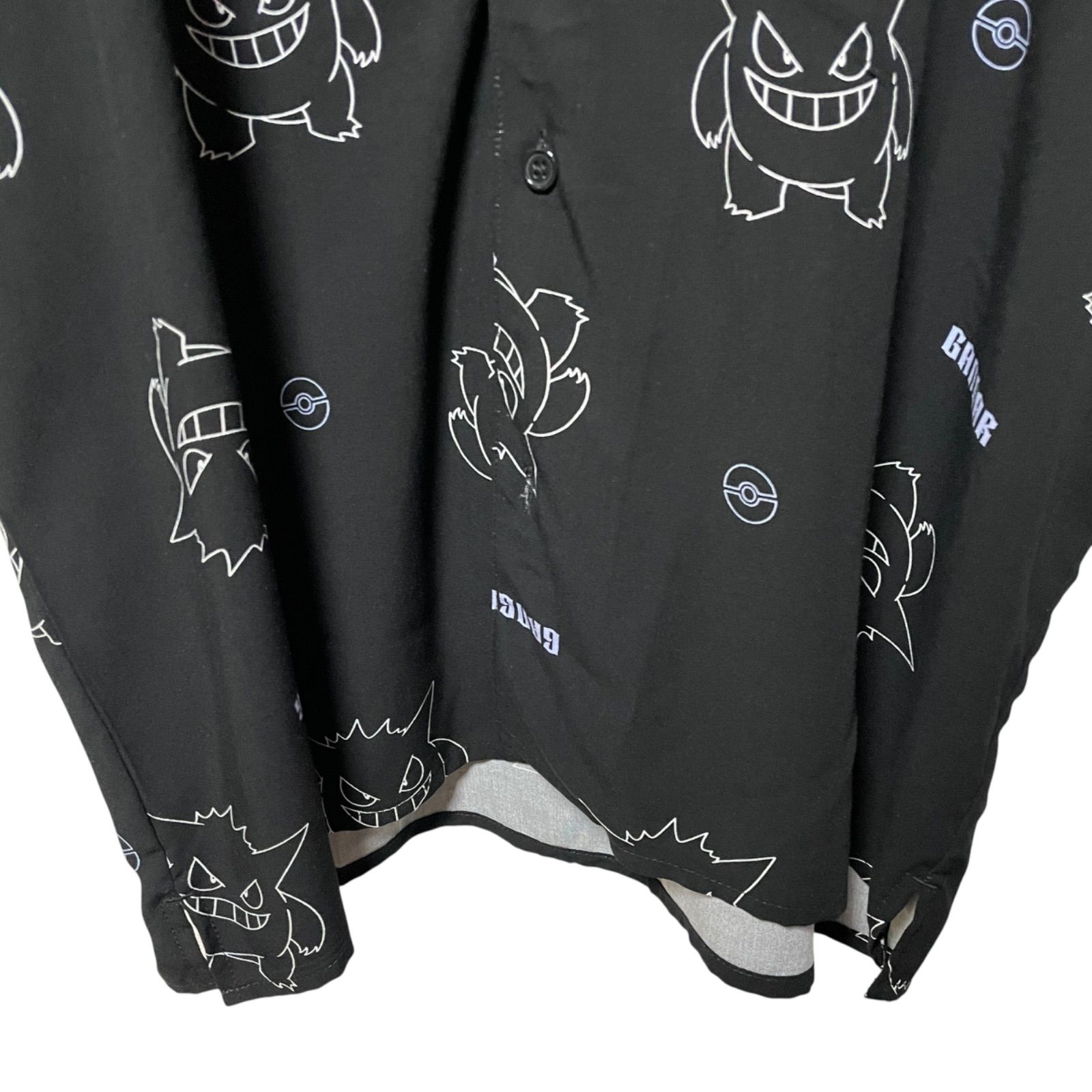 ポケモン シャツ 長袖シャツ ブラック ゲンガー 総柄 新品】ポケモン ゲンガー アロハシャツ 総柄 ブラック半袖 - メルカリ