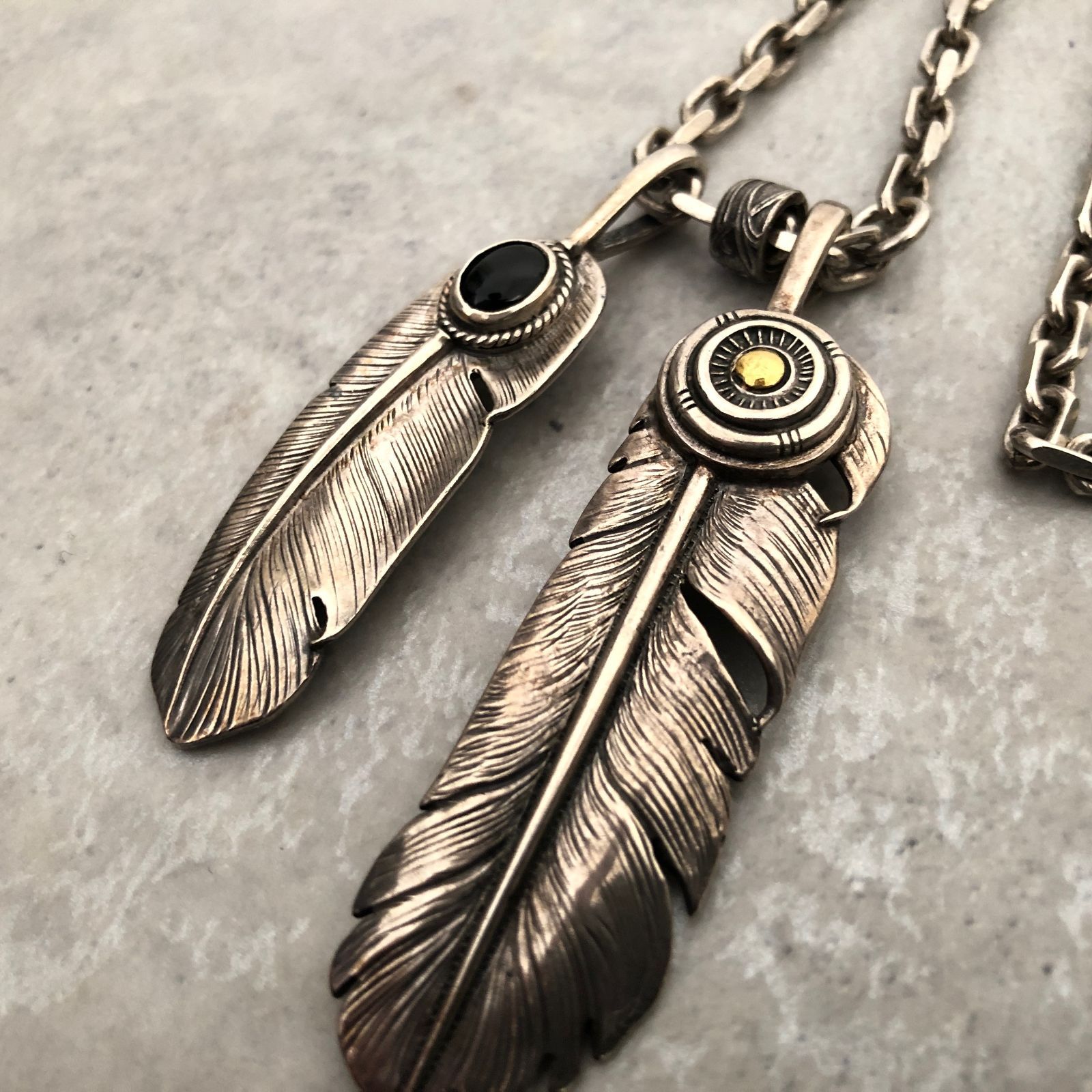 AG FACTORY フェザー 2枚 18K 金 SILVER 925 ネックレス アクセサリー 