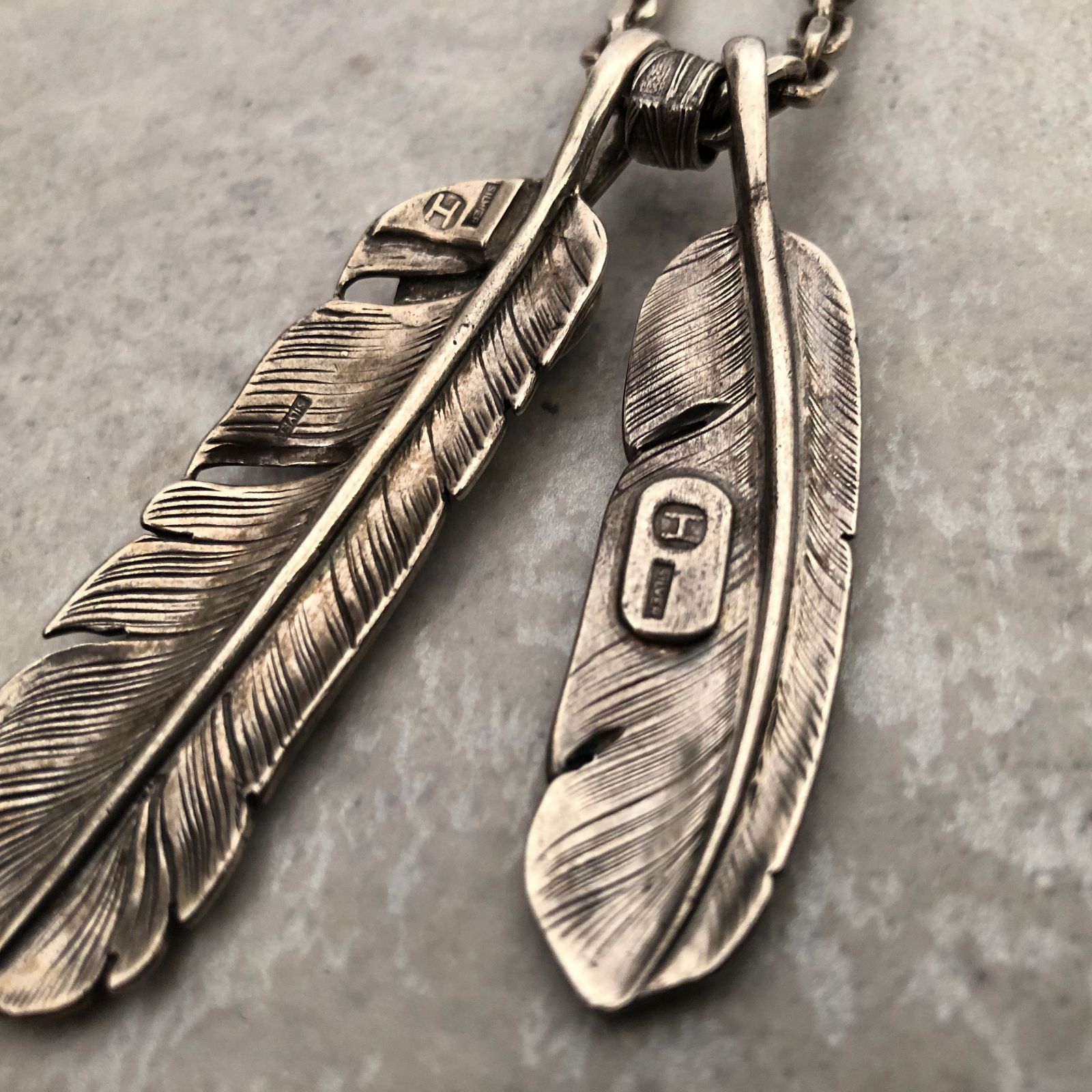 AG FACTORY フェザー 2枚 18K 金 SILVER 925 ネックレス アクセサリー