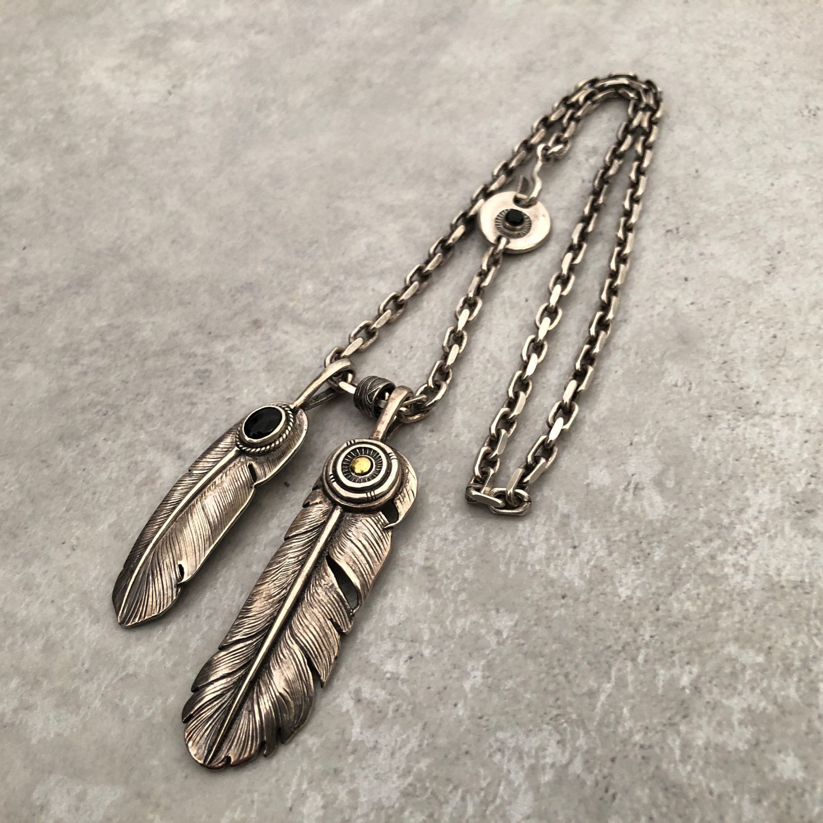 AG FACTORY フェザー 2枚 18K 金 SILVER 925 ネックレス アクセサリー