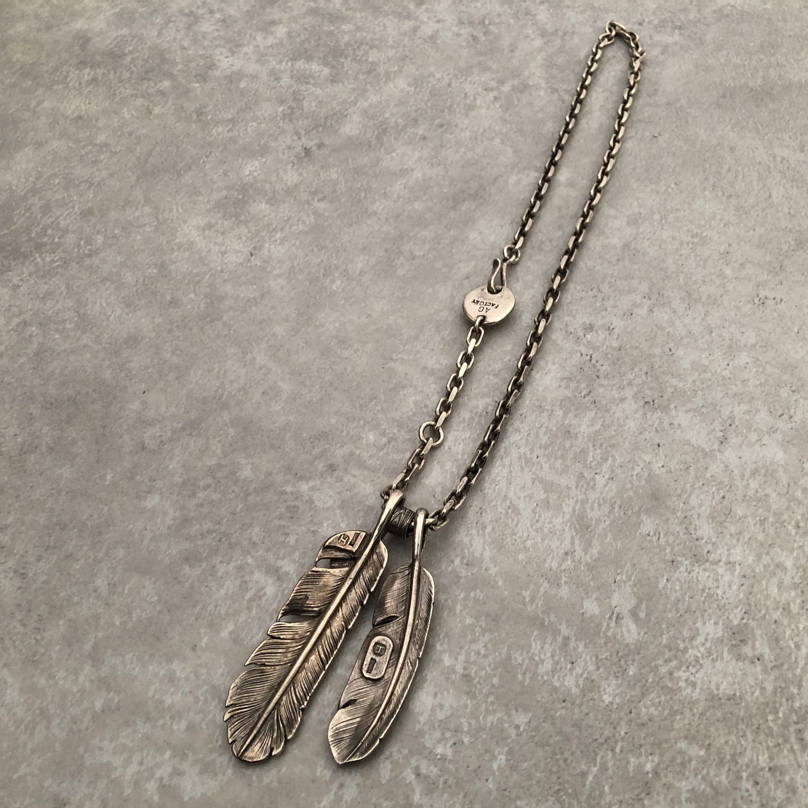AG FACTORY フェザー 2枚 18K 金 SILVER 925 ネックレス アクセサリー