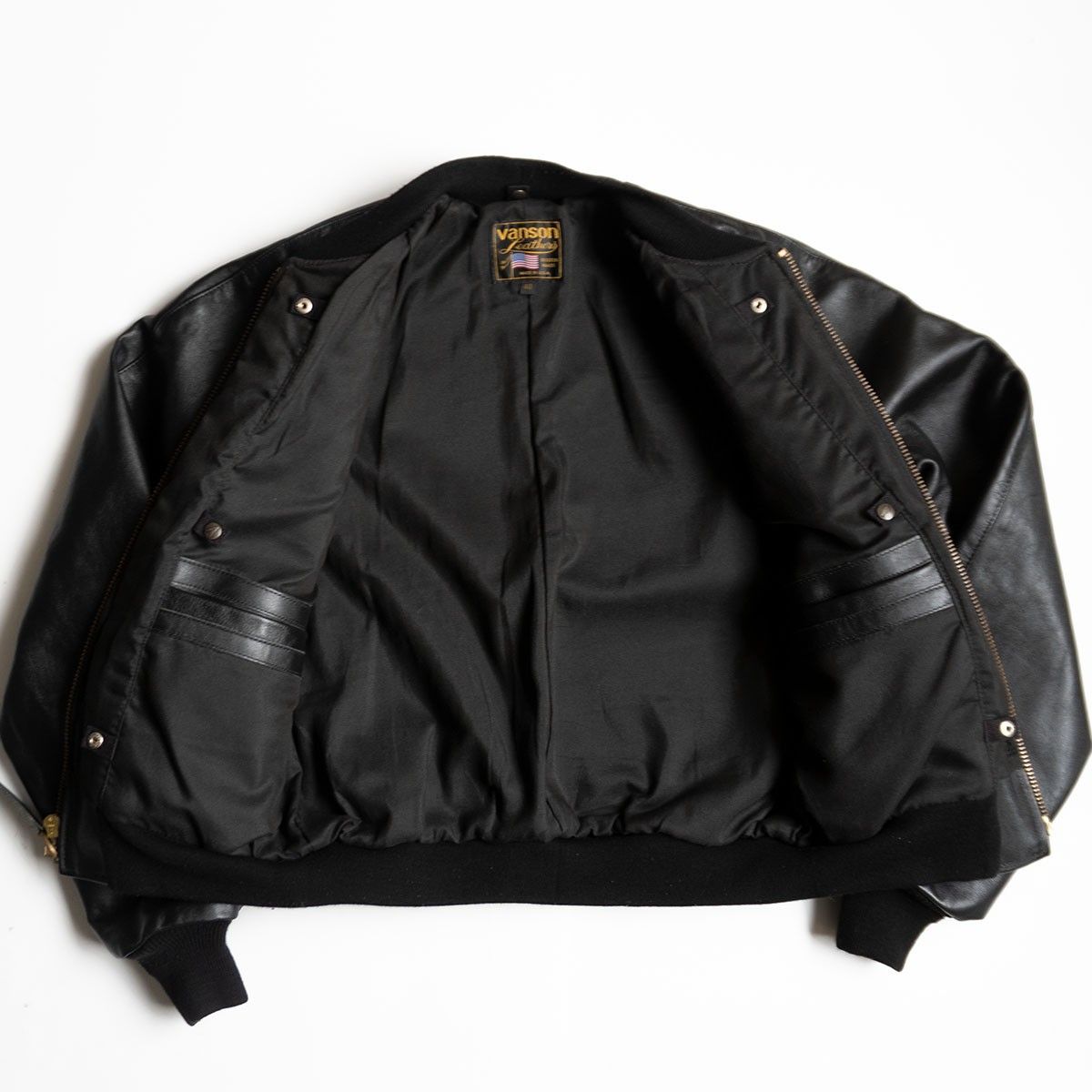 美品】 VANSON 【TJV オールレザー スタジャン】40 ブラック