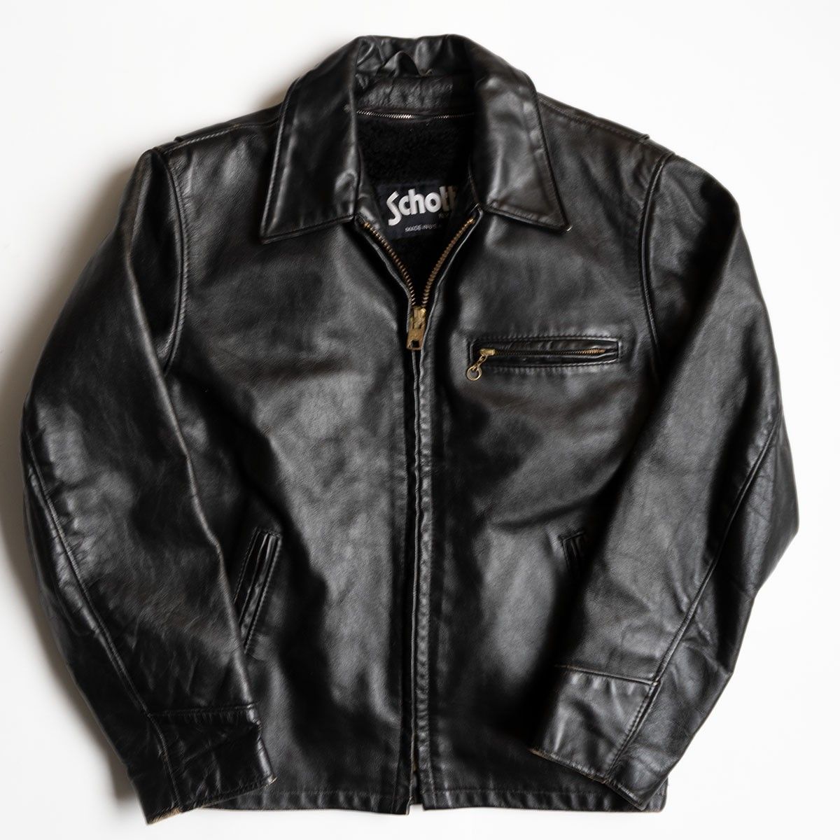 雰囲気抜群】SCHOTT【AT101/シングルライダースジャケット】38 襟