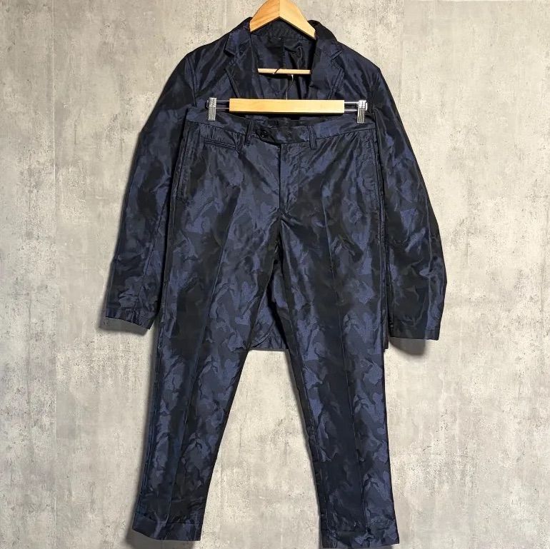 PLST ジャケット　パンツ　セットアップ PLST プラステ セットアップ スーツ 迷彩 カモフラ 紺 L 32 ジャケット