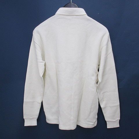 ブラックu0026ホワイト BLACKu0026WHITE ゴルフウェア 長袖 ポロシャツ カットソー M 白系 ホワイト 日本製 ロゴ 刺繍 ワッペン 胸ポケット 裏起毛