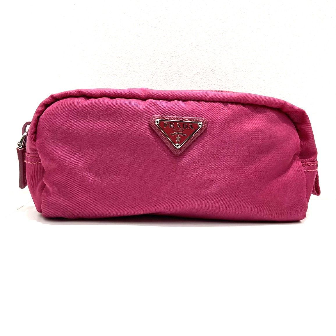 ☆PRADA プラダ メイクポーチ 化粧ポーチ ナイロン 三角ロゴ 小物入れ