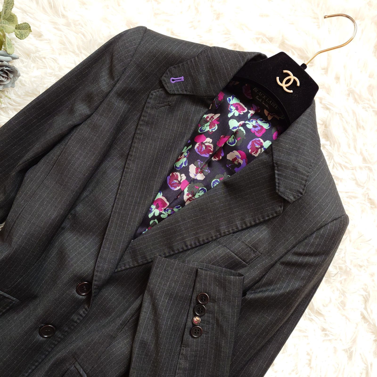 美品 ポールスミス ブラック Paul Smith Black 花柄 総柄 フォーマル