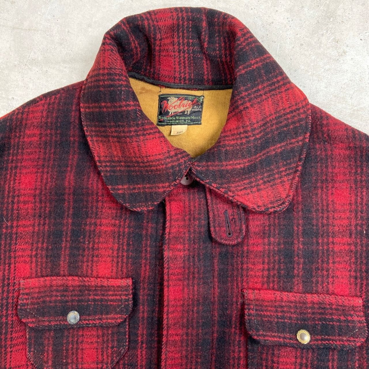 30年代 黒タグ WOOLRICH ウールリッチ バッファローチェック柄 ウール 