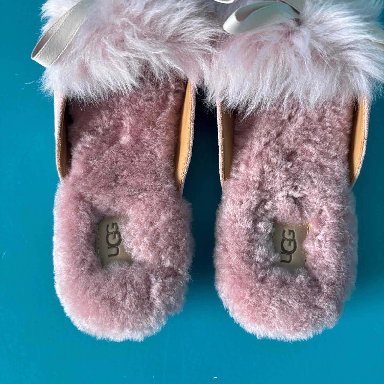 UGG アグ LANE レーン ムートン スリッパ ピンク 22cm リボン 美品 
