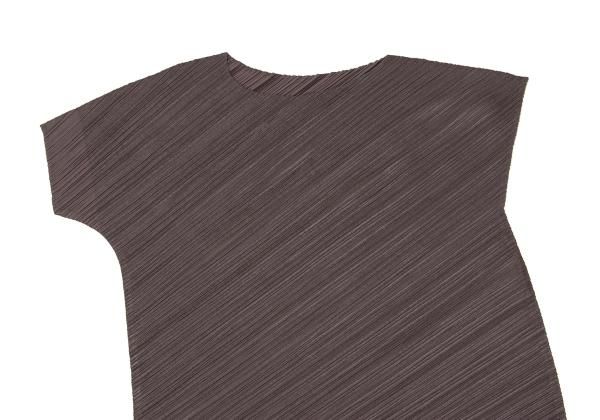 プリーツプリーズPLEATS PLEASE 箔プリント斜行デザインチュニック