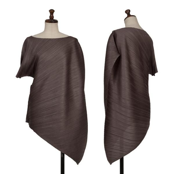 プリーツプリーズPLEATS PLEASE 箔プリント斜行デザインチュニック