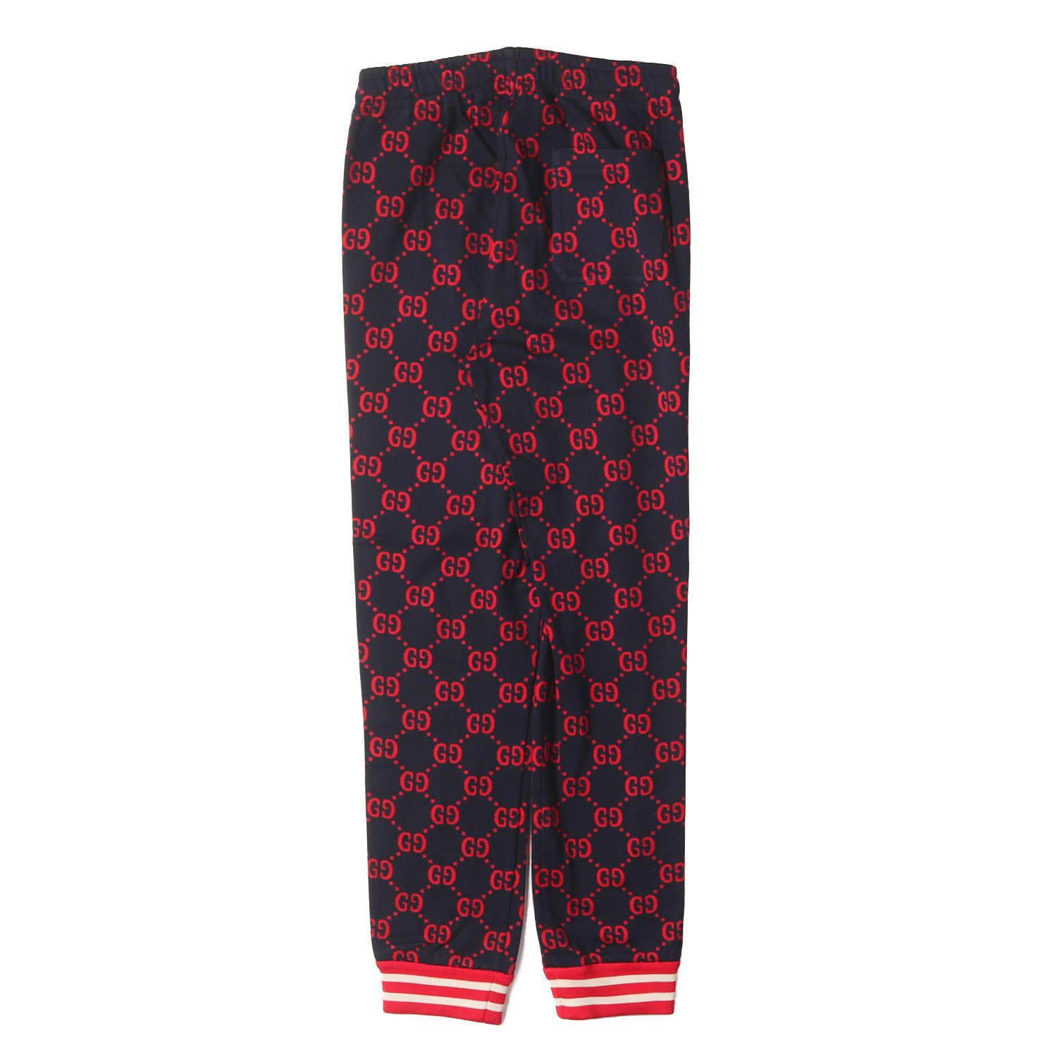 GUCCI グッチ パンツ ネイビー レッド サイズ:S | シェリーラインテープ GGモノグラム ジャージー コットン ジョガーパンツ (496920 X9L13) | イタリア製 | ボトムス ズボン【メンズ】【中古】 GUCCI グッチ パンツ ネイビー レッド サイズ:S | シェリーライン