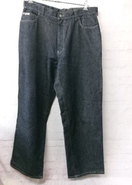 ENYCE Hip Hop Y2Kデニムショーツ 膝下 スタッズ ブルー 極太 Levi