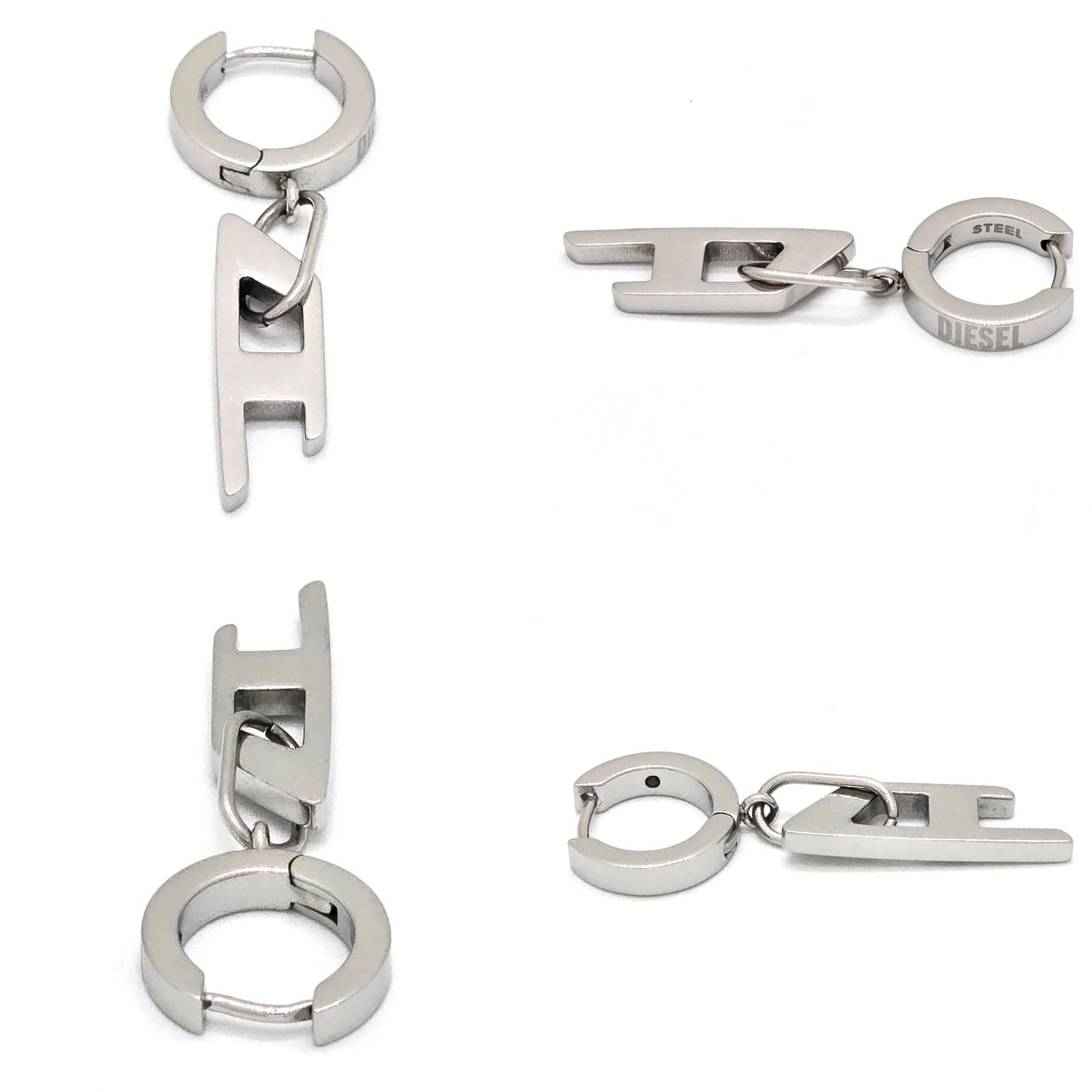 は*な様 [完売品] diesel シルバー フープピアス　片耳用　正規品　箱付 DIESEL ディーゼル Dx1336 フープ ピアス 片耳 ステンレススチール製