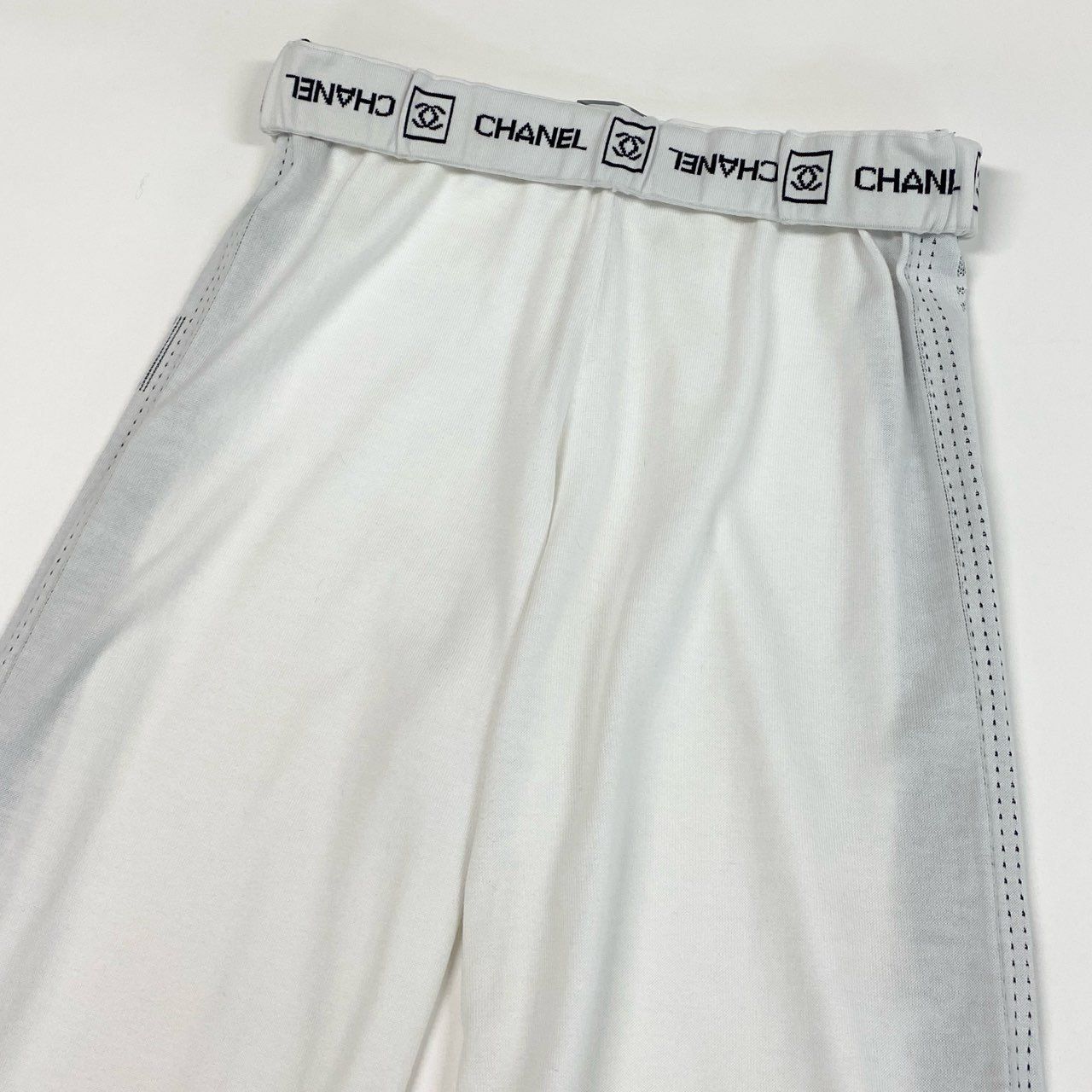 Cb15 CHANEL シャネル ワイドニットパンツ ロゴサイドライン Side Logo 