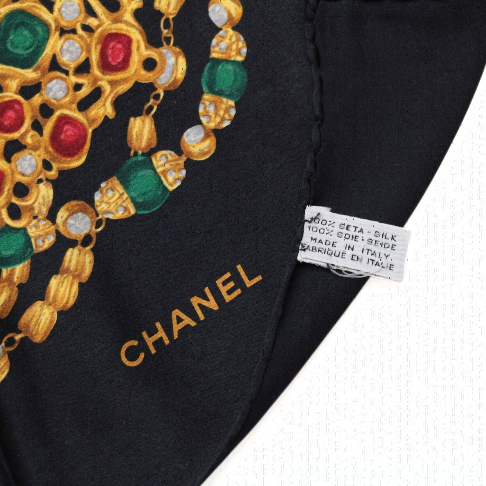 シャネル CHANEL ヴィンテージ 大判スカーフ 宝石ツイストチェーン柄