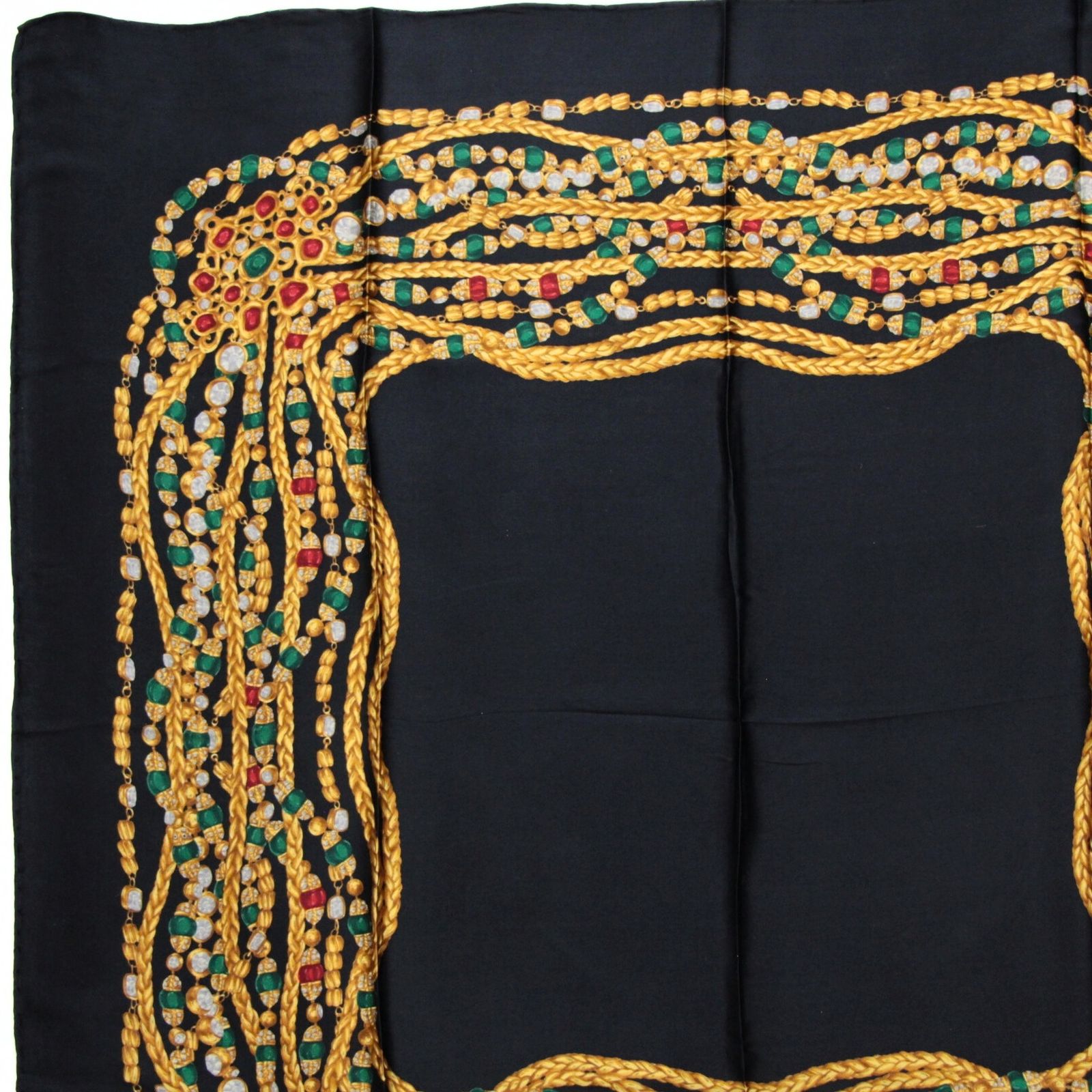 シャネル CHANEL ヴィンテージ 大判スカーフ 宝石ツイストチェーン柄