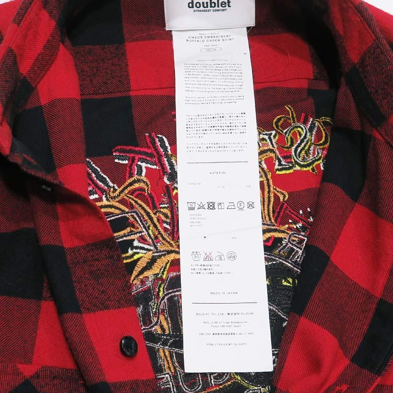 DOUBLET ダブレット CHAOS EMBROIDERY CHECK SHIRT 18AW14SH51 カオス