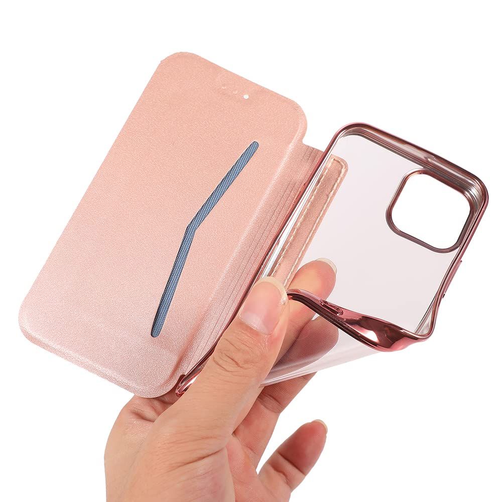 MuZiF iPhone15 Plus 用 ケース 手帳型 クリア 高級なPUレザー 耐衝撃