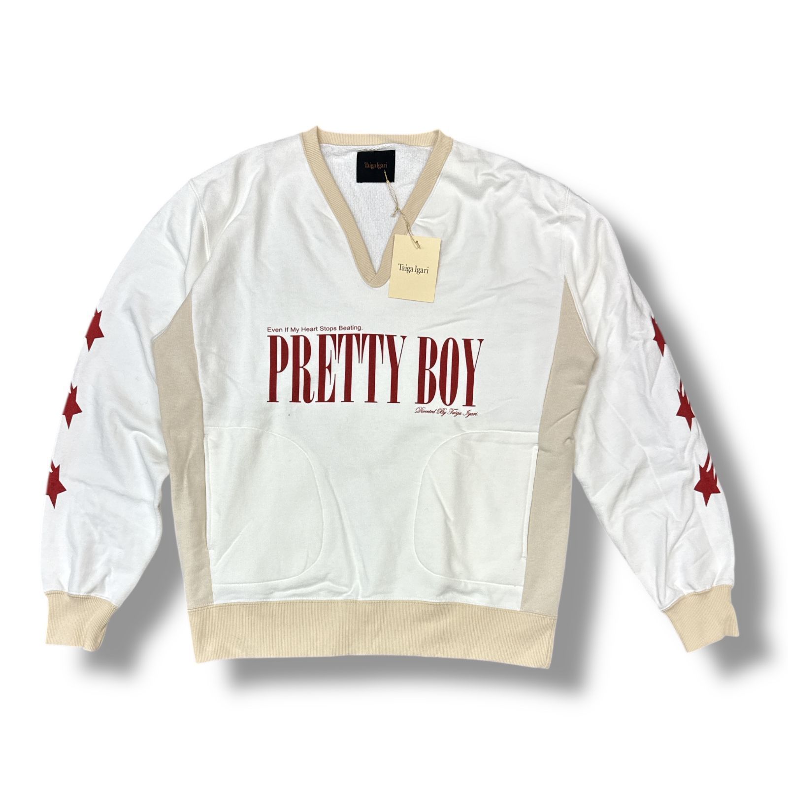 参考上代30800円 未使用 Taiga Igari PRETTY BOY Print Sweat Tops プリティボーイ スウェット トレーナー タイガイガリ TI057016 ホワイト M （93019A） 参考上代30800円 未使用 Taiga Igari PRETTY BOY Print Sweat Tops