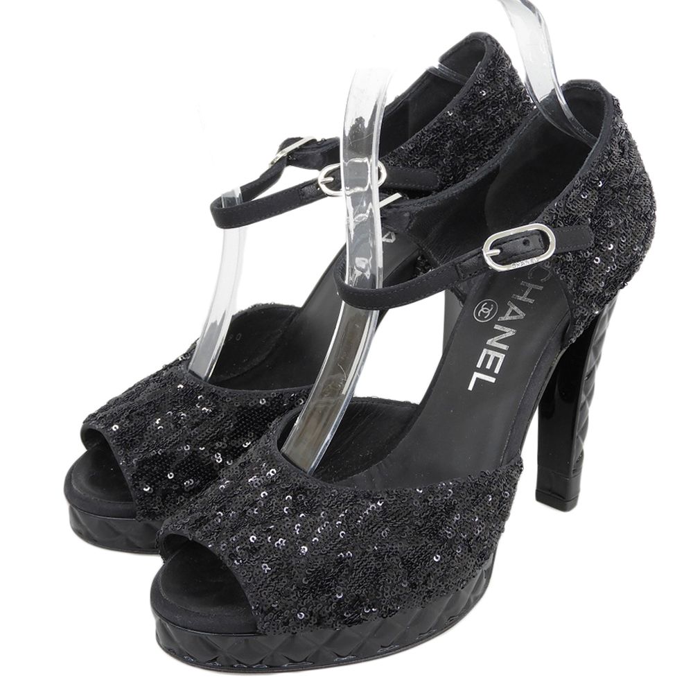 CHANEL シャネル スパンコール×マトラッセ ヒールパンプス レディース