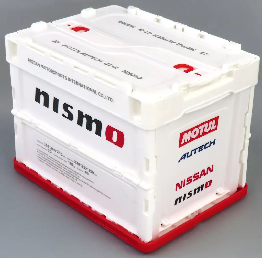 中古】収納用品 ロゴ NISMO 折りたたみコンテナボックス ホワイト 20L