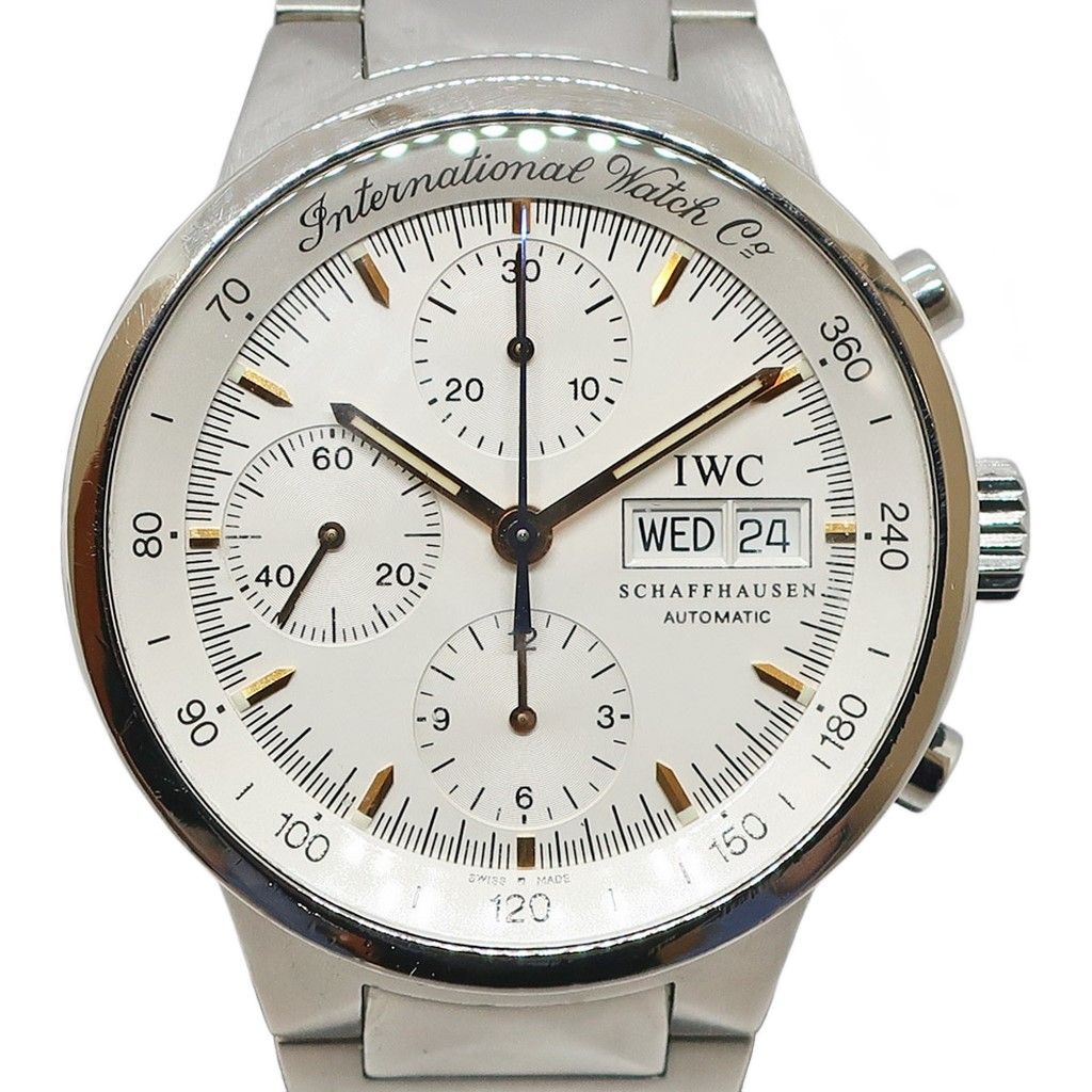 天白 IWC インターナショナルウォッチカンパニー GST クロノグラフ IW370713 シルバー SS メンズ 自動巻き 腕時計 男