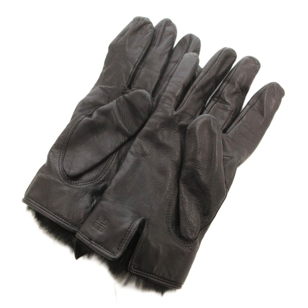 ジバンシィ GIVENCHY 手袋 レザーグローブ ロゴ 黒 ブラック /FF