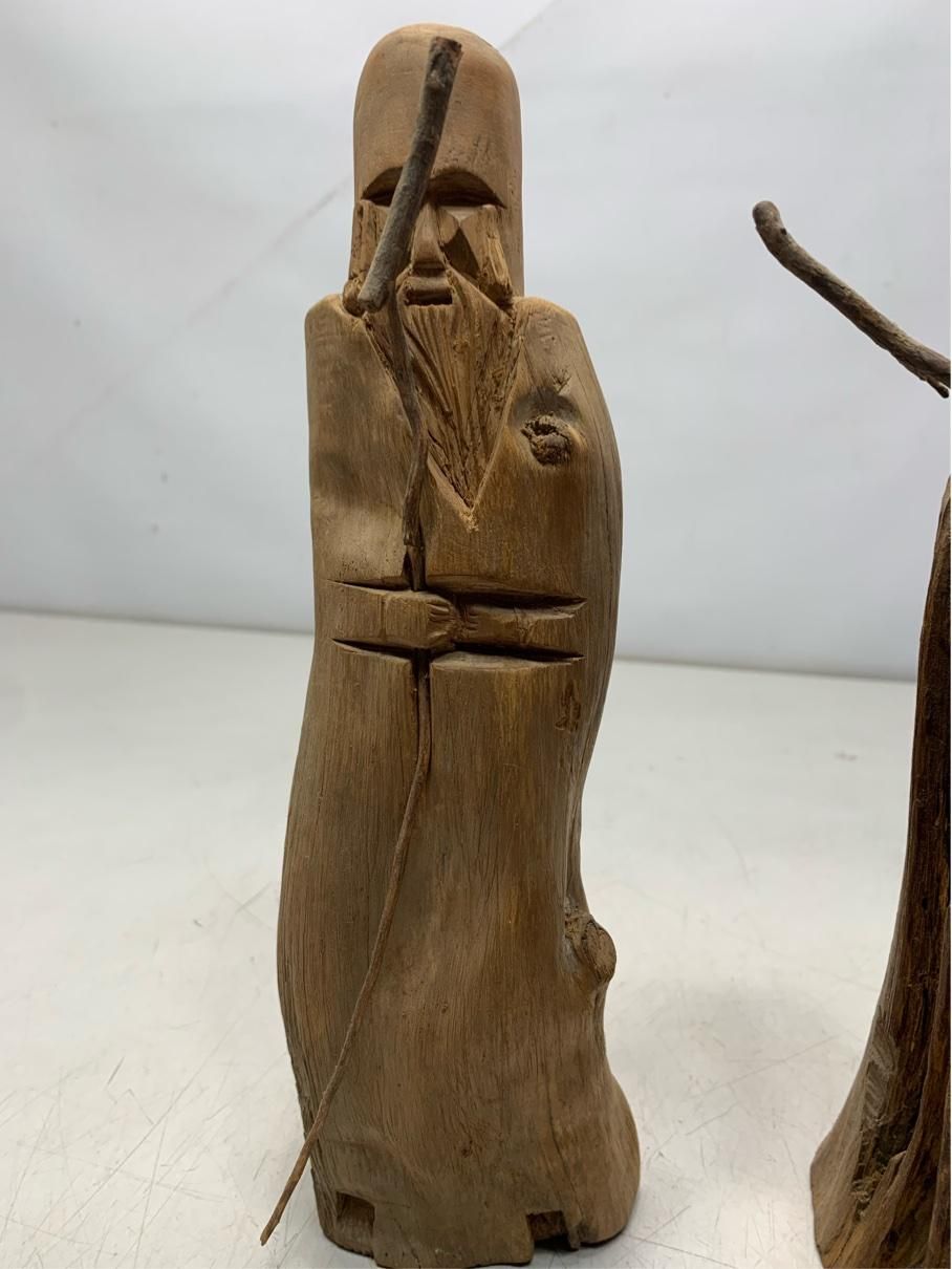 貴重 寿老人 木彫り人形 まとめ売り 5体 福禄寿 縁起物 インテリア