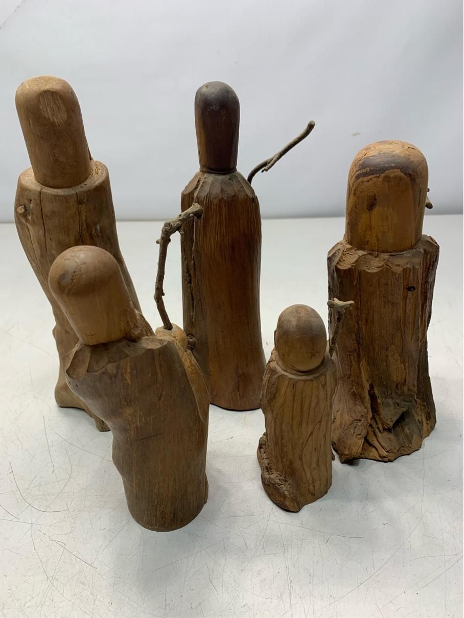 貴重 寿老人 木彫り人形 まとめ売り 5体 福禄寿 縁起物 インテリア