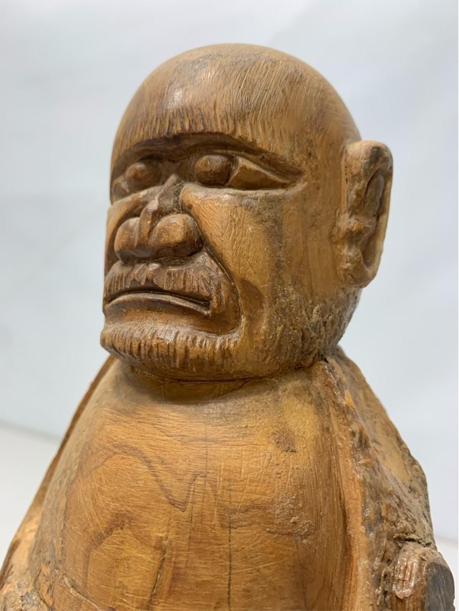 貴重 達磨大師 だるま 木彫り 一刀彫 置物 アンティークインテリア