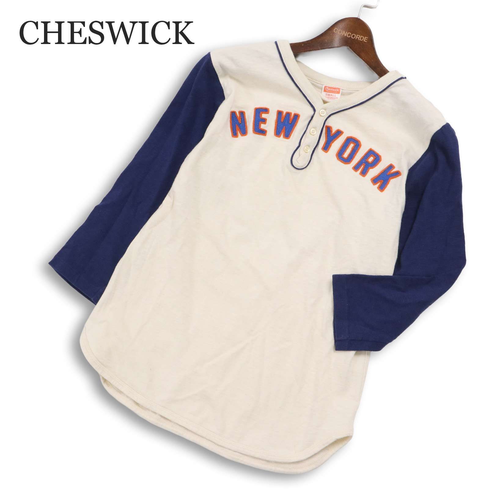 CHESWICK チェスウィック 通年 NEW YORK☆ 刺繍 ヘンリーネック 7分袖 