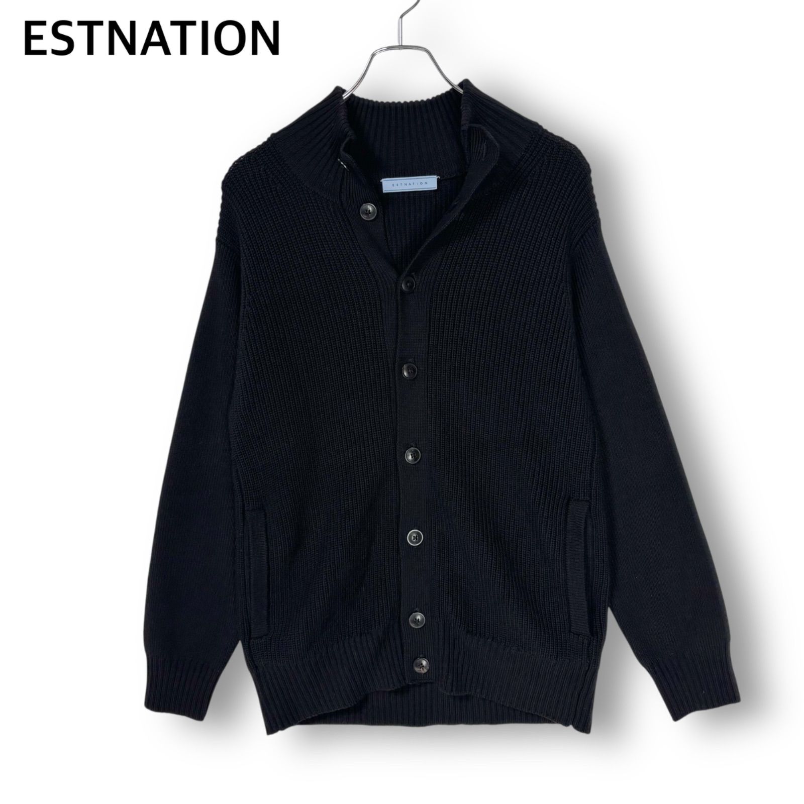 美品 ESTNATION エストネーション 畦編みスタンドカラーニット 