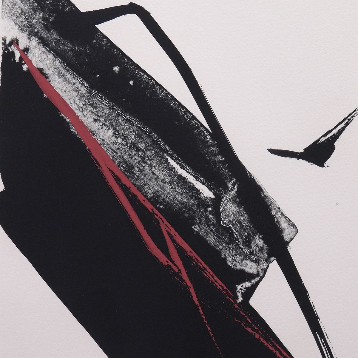 篠田桃紅 Listen 抽象画 リトグラフに手彩色 作家直筆サイン 墨象 具体