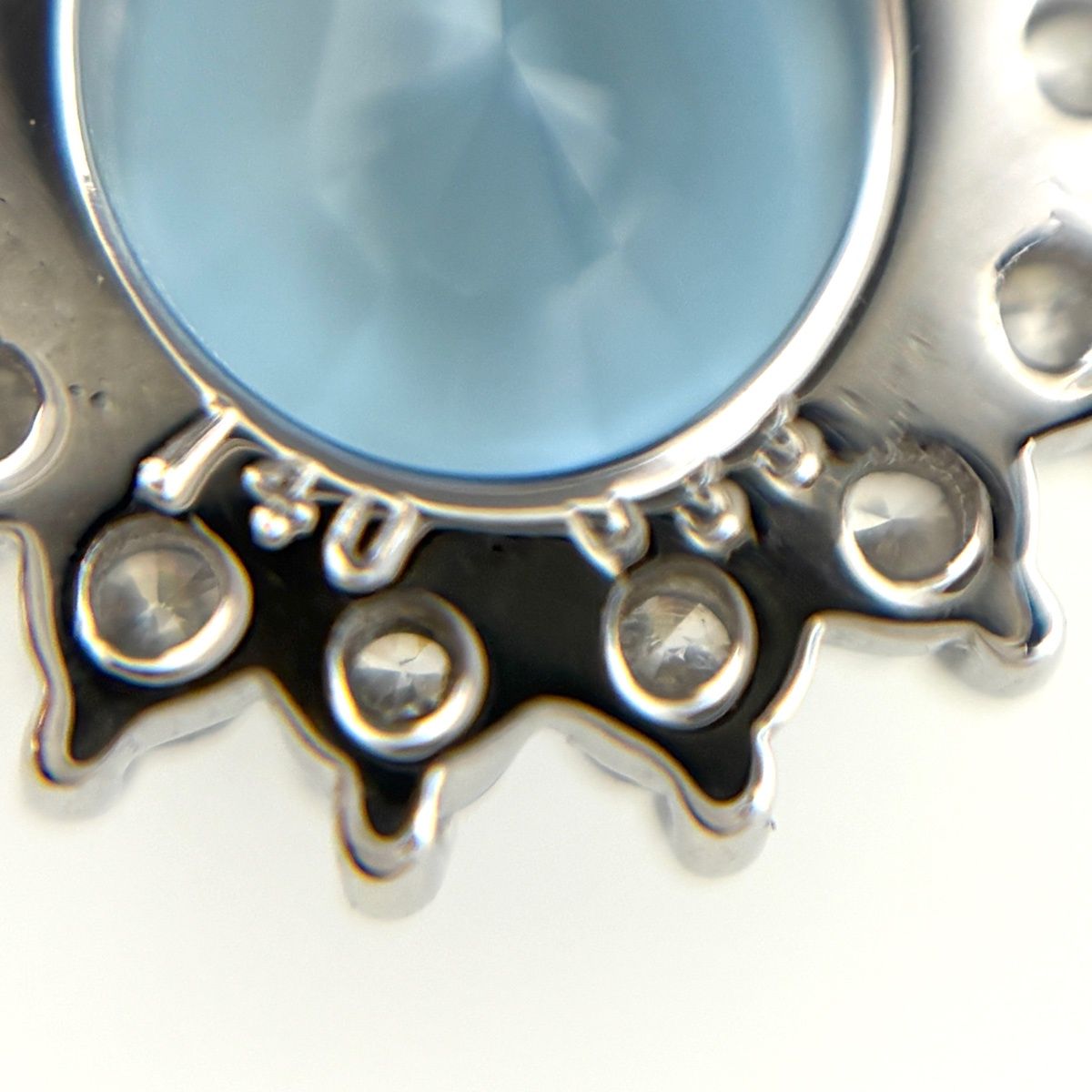 アクアマリン ペンダントトップ プラチナ メレダイヤ ペンダントトップ