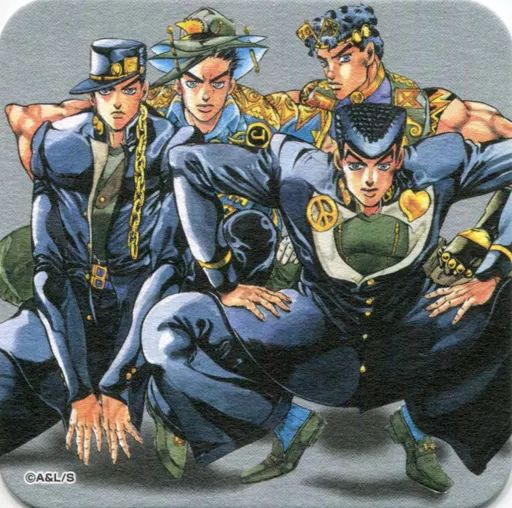 中古】コースター(キャラクター) 集合(JOJO'S/4人) 「荒木飛呂彦原画展
