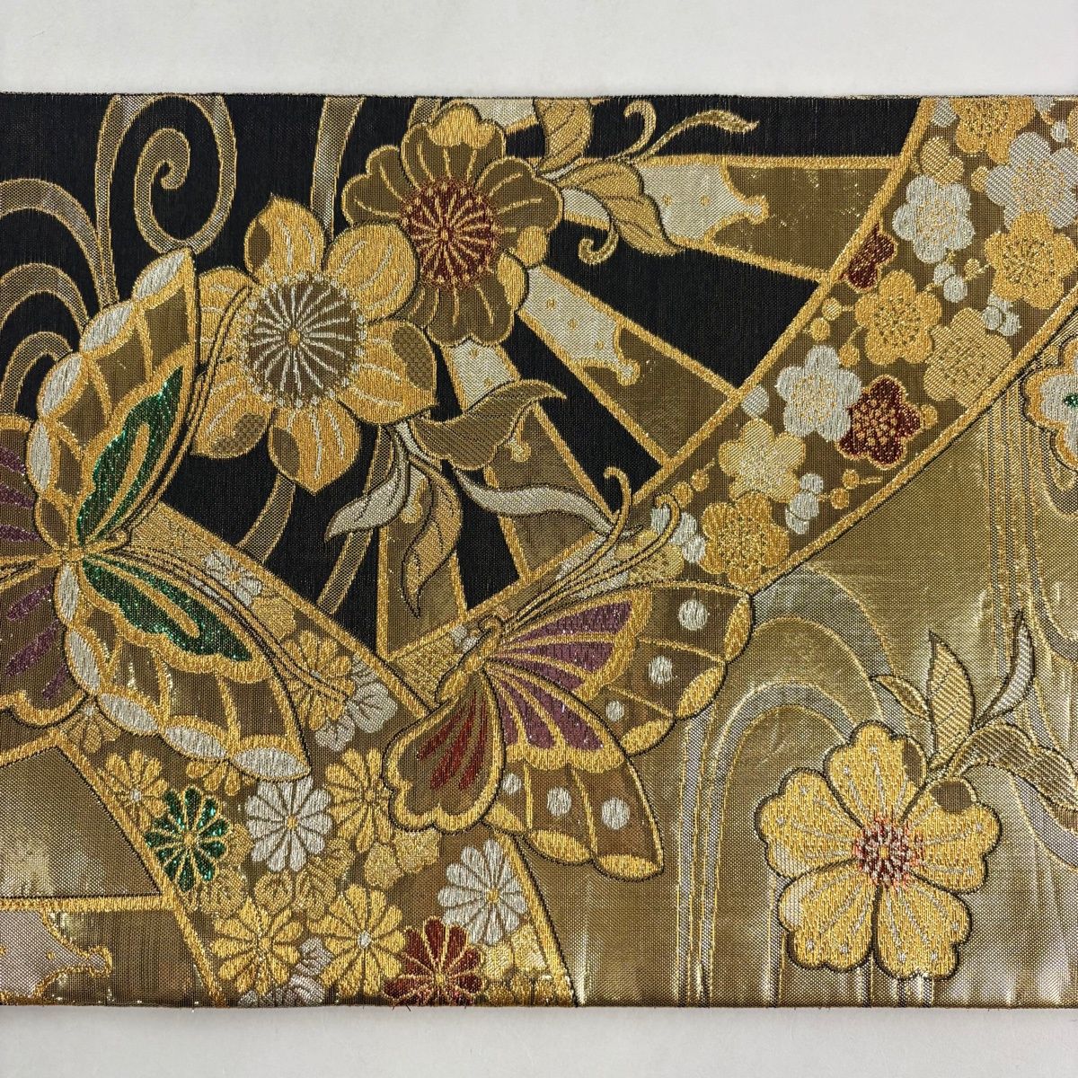 袋帯 秀品 蝶 草花 金銀糸 箔 金色 六通 正絹 【中古】 - メルカリ