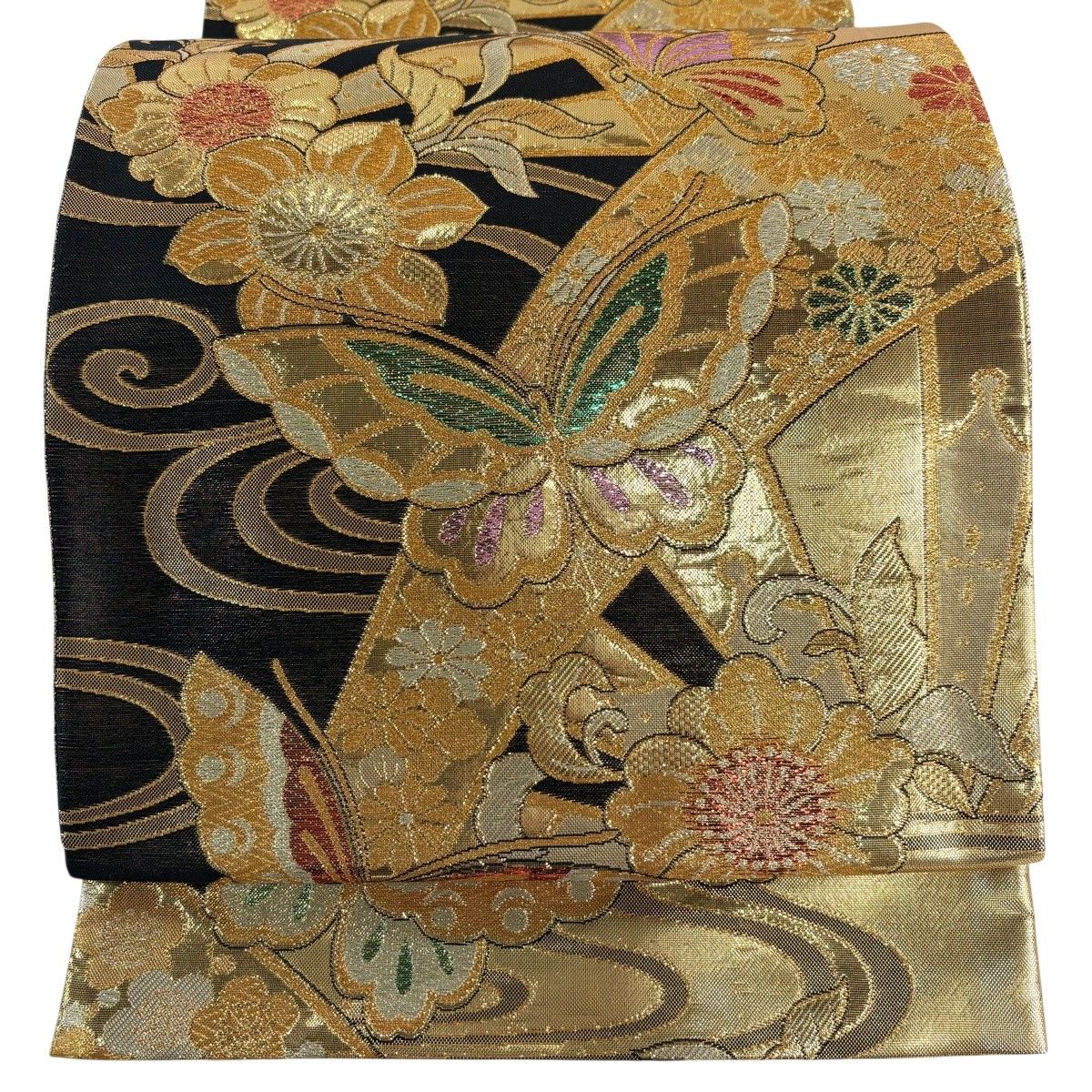 袋帯 秀品 蝶 草花 金銀糸 箔 金色 六通 正絹 【中古】 - メルカリ