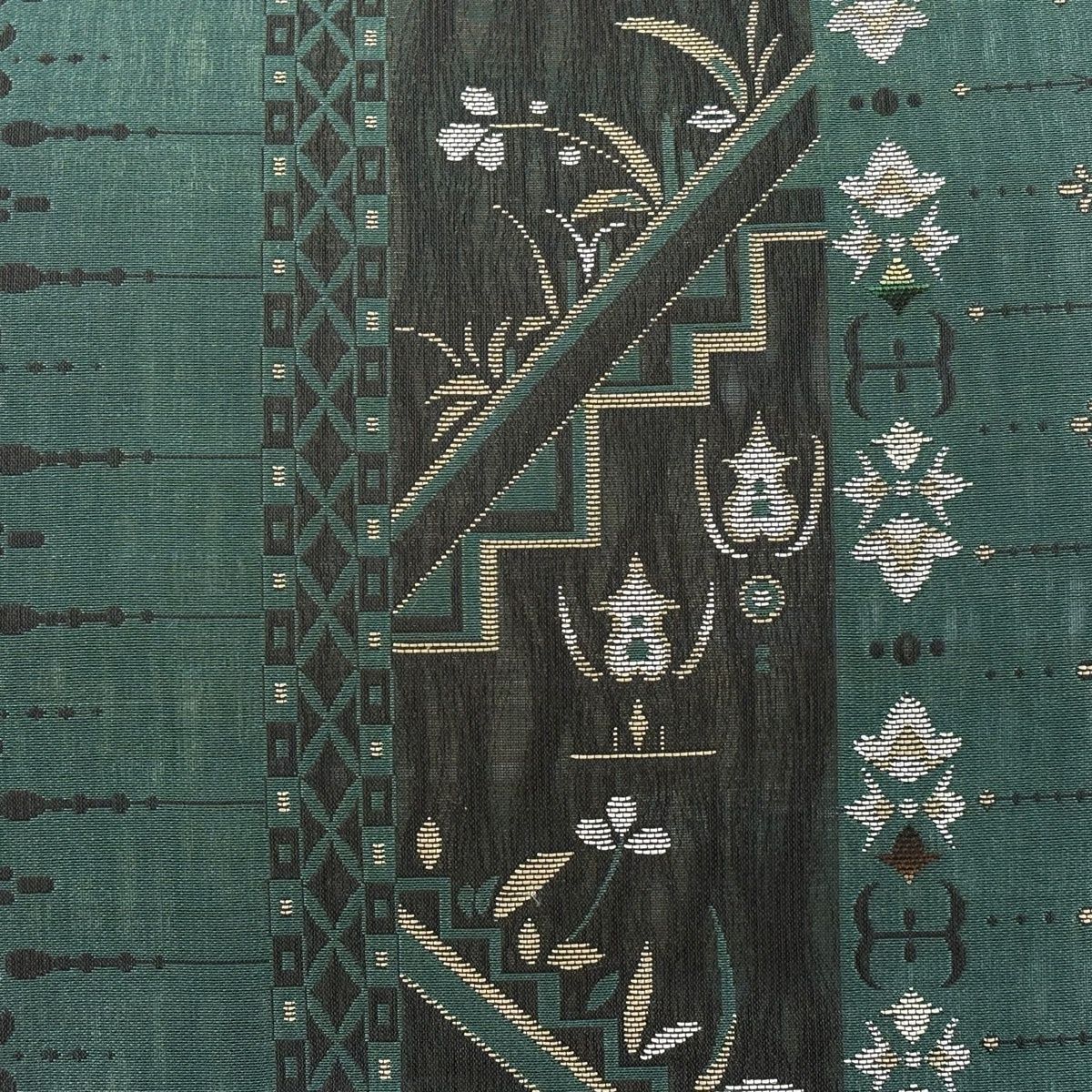 美品】 袋帯 秀品 草花 幾何学模様 深緑 六通 正絹 【中古】 - メルカリ