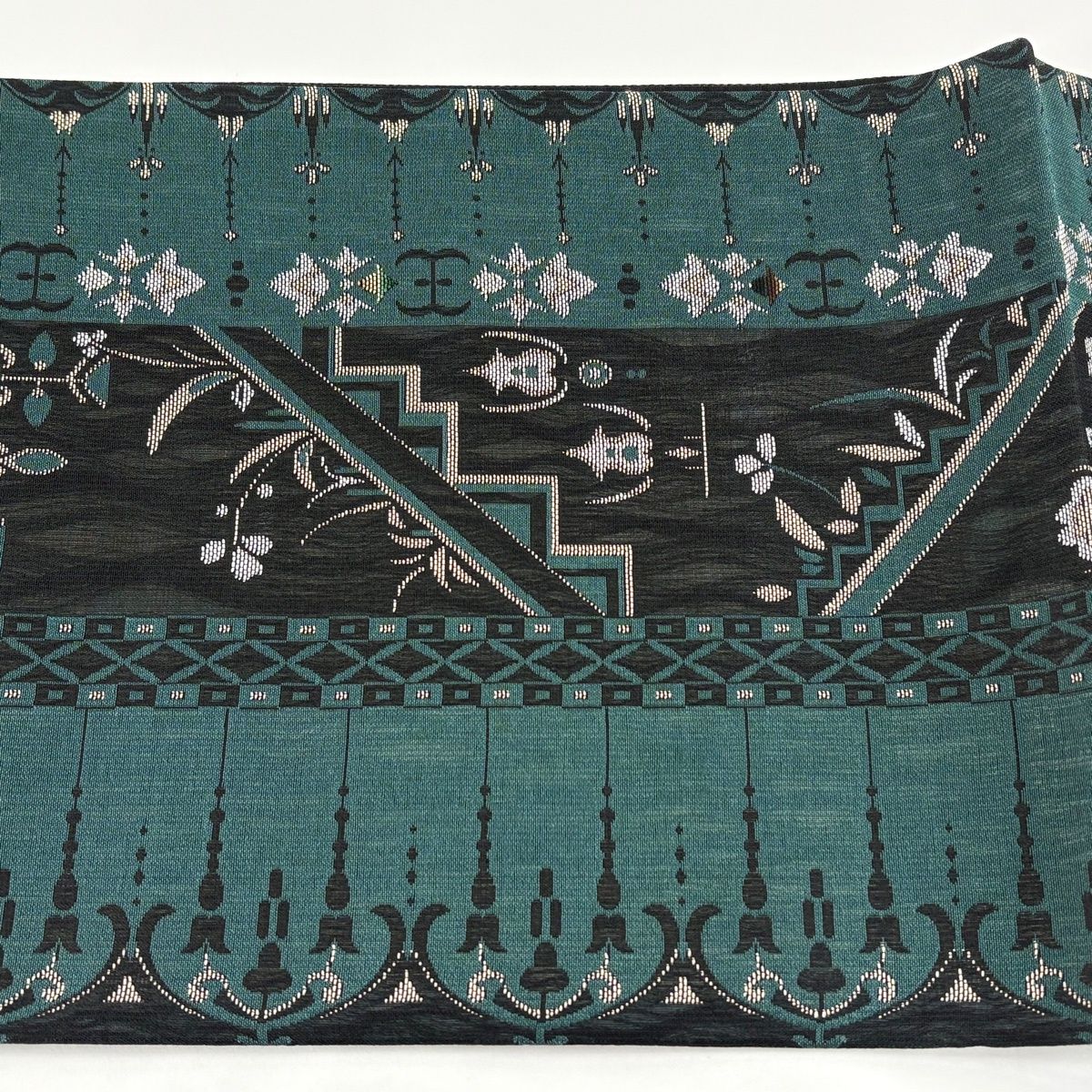 美品】 袋帯 秀品 草花 幾何学模様 深緑 六通 正絹 【中古】 - メルカリ