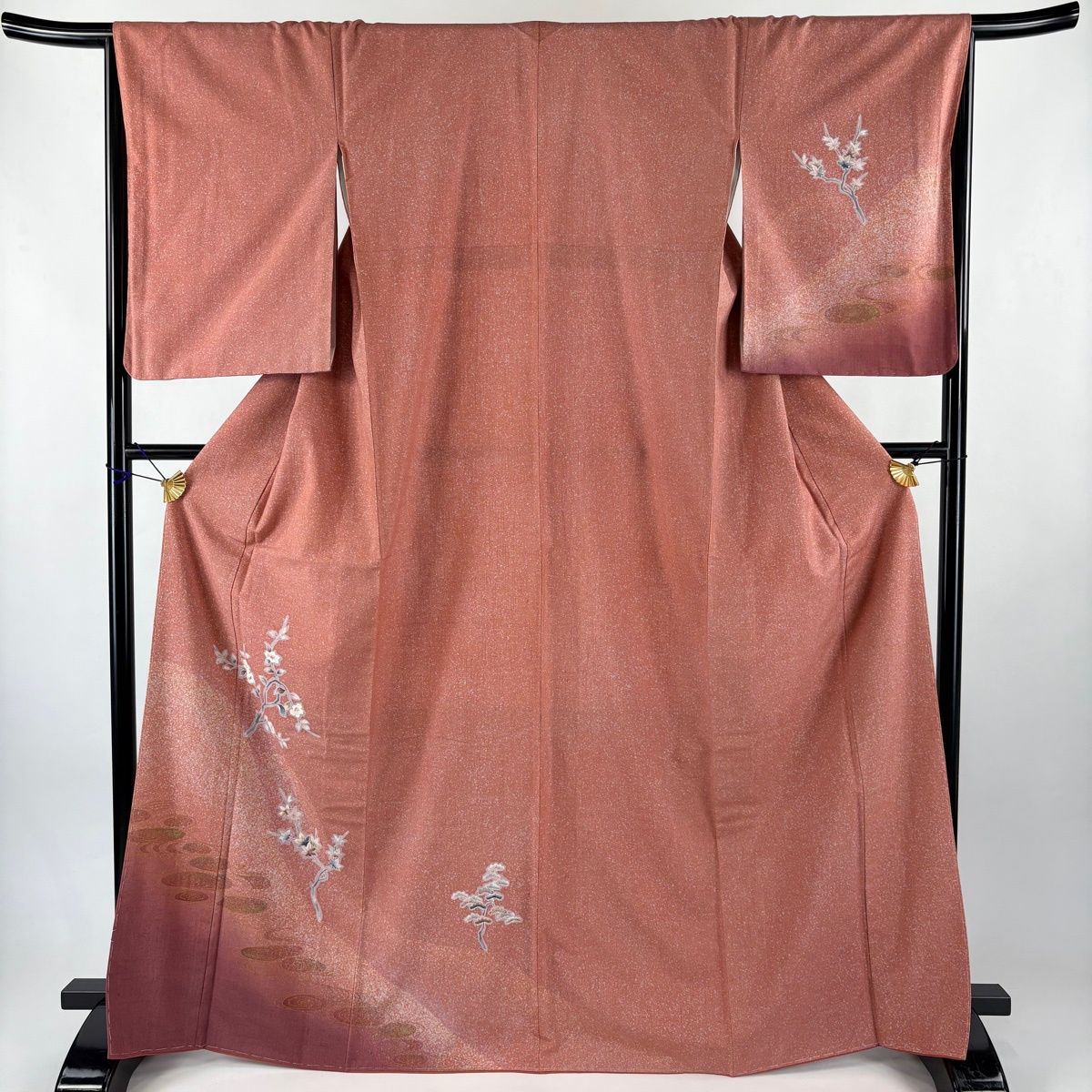 付下げ 身丈167.5cm 裄丈67cm M 袷 紬地 やまと 枝花 楓 金彩 ぼかし