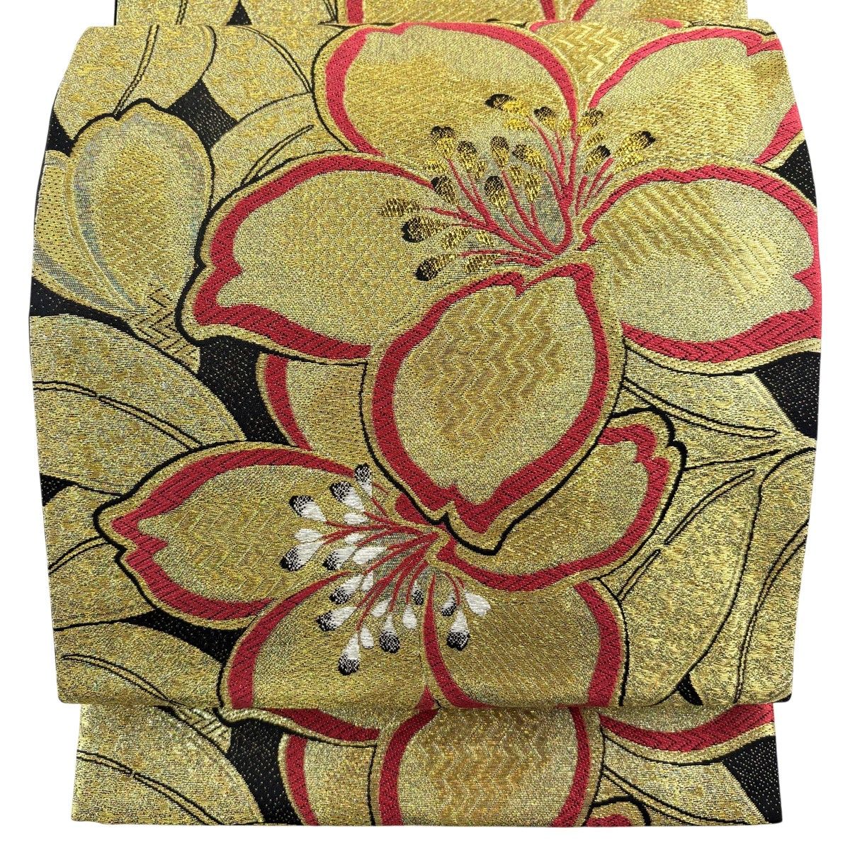 袋帯 秀品 花柄 金糸 箔 金色 六通 正絹 【中古】 - メルカリ