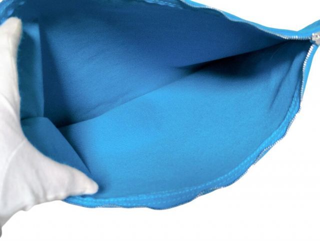 新品同様 エルメス ボラボラポーチ Lサイズ ブルー 青 ターコイズ