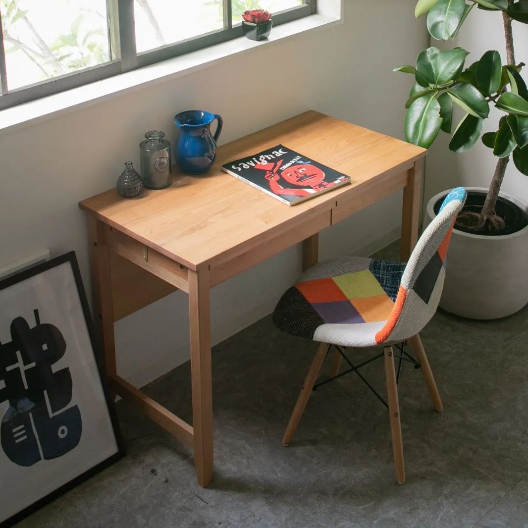 天然木 コンパクトデスク(単品) ［幅100cm］ 作業机 事務机 学習机 